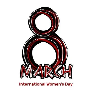 March 8. Hand drawn scribble lettering. International Womens Day Stock Illustration