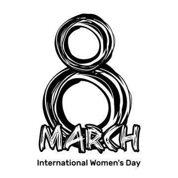 March 8. Hand drawn scribble lettering. International Women's Day Stock Illustration