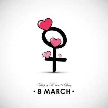 March 8 international women's day female symbol with hearts Stock Illustration