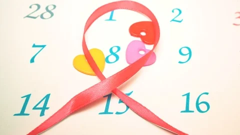 March 8 with red ribbon Stock Footage 101280668