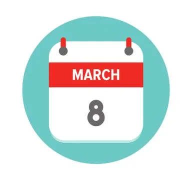 March 8. Vector flat daily calendar icon. Date and time, day, month. Holiday. Stock Illustration