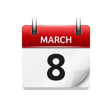 March 8. Vector flat daily calendar icon. Date and time, day, month. Holiday. Stock Illustration
