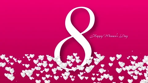 March 8 word cloud on a pink background. Video stock 101147734