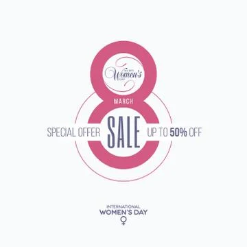 March 8th creative banner design, Womens Day sale label Stock Illustration