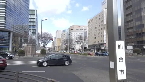 March 9, 2025. Sendai, Miyagi Prefecture, Japan. Traffic on Higashi 2-banch.. Stock Footage 304032103