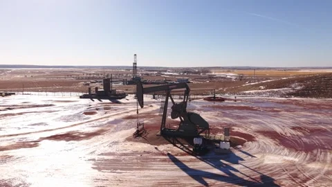 March 9, 2026, Williston, ND — Pump jack, Williston Basin Stock Footage 332427384