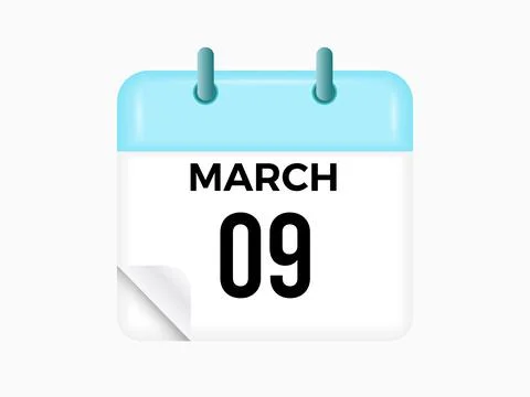 March 9 - calendar and Time planner. Daily Calendar Icon reminder. Vector I.. Stock Illustration