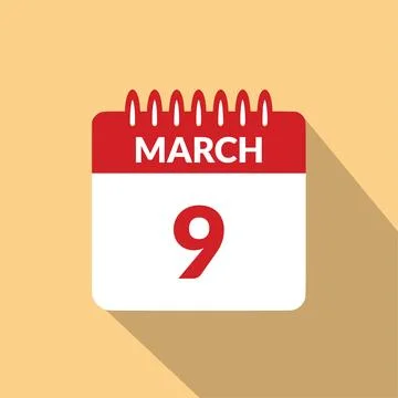 March 9 Calendar icon vector illustration. Stock Illustration