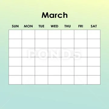 March. Calendar planner. Corporate week. Template layout, 12 months ...
