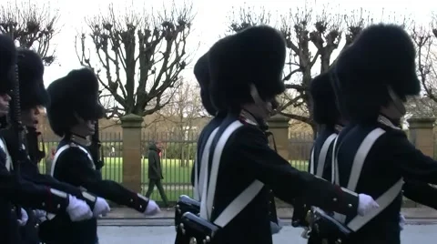 March of Denmark Royal Life Guards Stock Footage 45855023