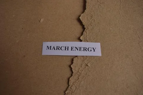 March Energy typography card on rustic kraft paper with minimalist style Stock Photos