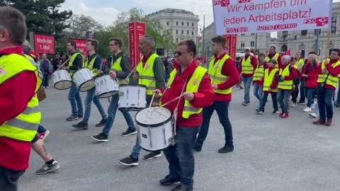 March on the first of may in vienna Stock Footage 228371134