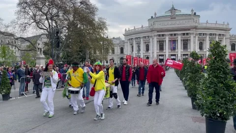 March on the first of may in vienna Stock Footage 228371171
