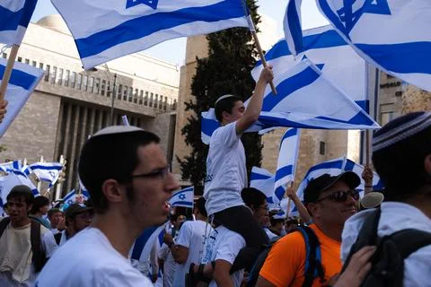 March of flags, Jerusalem 2021. מצעד הדגלים Stock Photos