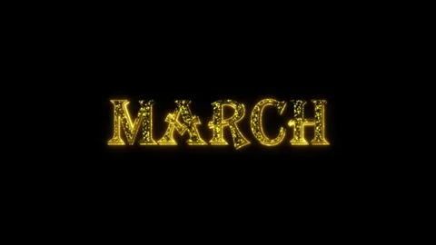 March golden text animation particles shiny gold Vídeos de archivo 296821191