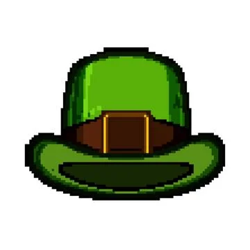March leprechaun green hat pixel art vector illustration Stock Illustration
