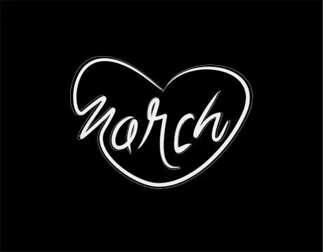 March Lettering Text on black background in vector illustration Stock Illustration