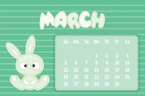 March month of 2023 year Stock Illustration