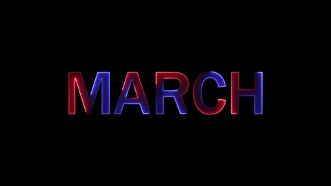 March month title sequence with dynamic light reflections and shifting neon.. Stock Footage 333878230