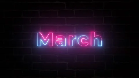 March Neon text typography animation 4k video Stock Footage 278785633