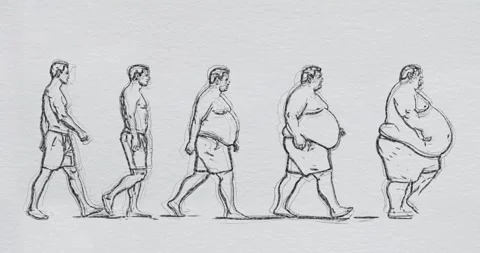 March of Obesity - Modern Evolution Reversed Stock Footage 332567151