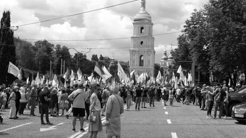 March, parade, procession, picket, protest, strike to free his leader. Stock Footage 134624650