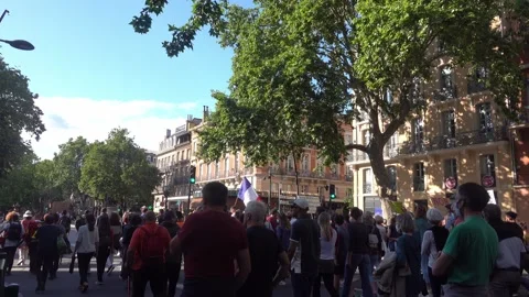 March of protest against sanitary pass and QR codes. Stock Footage 159975454
