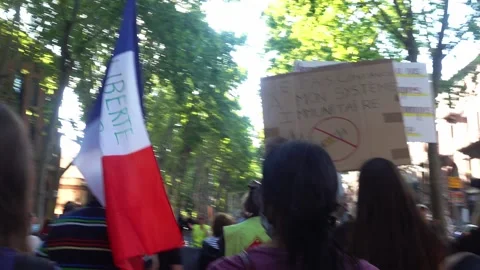March of protest against sanitary pass and QR codes. Stock Footage 159976224