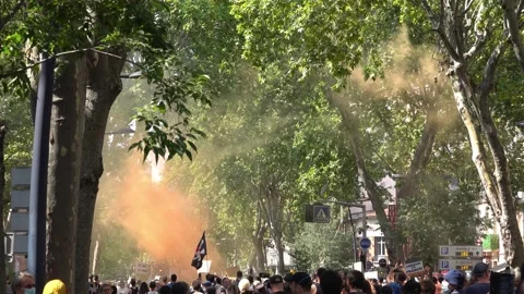 March of protest against sanitary pass and QR codes. Stock Footage 160095688