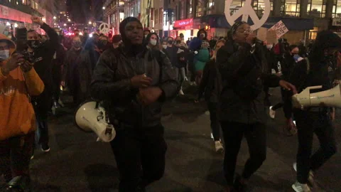 March rally of  BLM protest  NYC night time Stock Footage 142756209