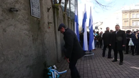 March of Remembrance on eihty-first anniversary of liquidation of Krakow ghetto Stock Footage 268732628