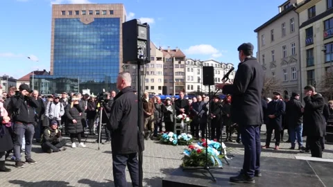 March of Remembrance on eihty-first anniversary of liquidation of Krakow ghetto Stock Footage 268732655