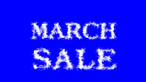 March Sale cloud text effect blue isolated background Stock Footage 139605708