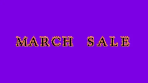 March Sale fire text effect violet background Stock Footage 136066309