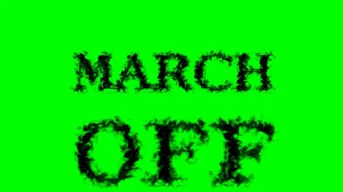 March Off smoke text effect green isolated background Stock Footage 139619743