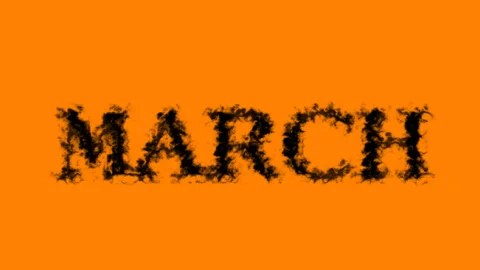 March smoke text effect orange isolated background Stock-Footage 138722504