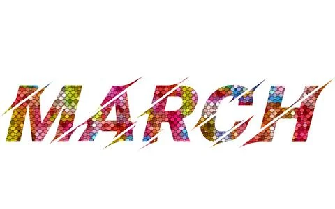 March text image stock design in colorful style letters Stock Illustration