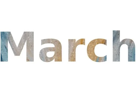 March text image stock design in colorful style letters Stock Illustration