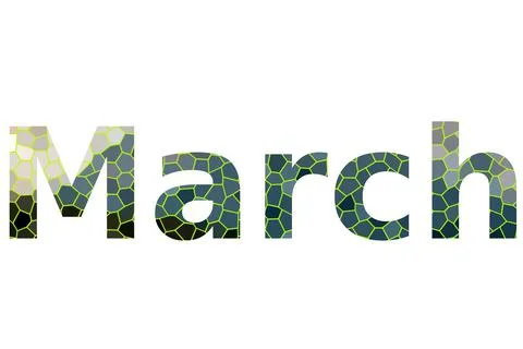 March text image stock design in colorful style letters Stock Illustration