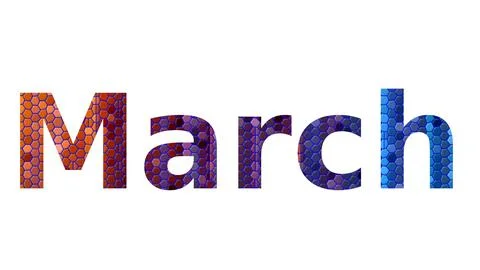 March text image stock design in colorful style letters Stock Illustration