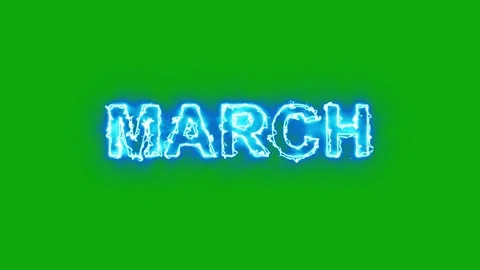 March text with lightning energy sparks effect on green screen background Video stock 344835211