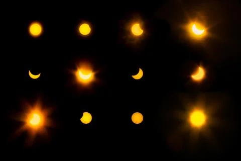 March twenty 2015 solar eclipse sequence and  phases Fotos Stock