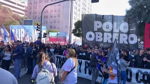 March in unity against the adjustment of the IMF. Stock Footage 241519295