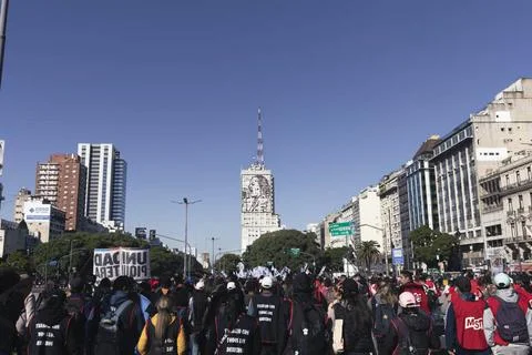 March in unity against the adjustment of the IMF. Social organizations par... Stock Photos