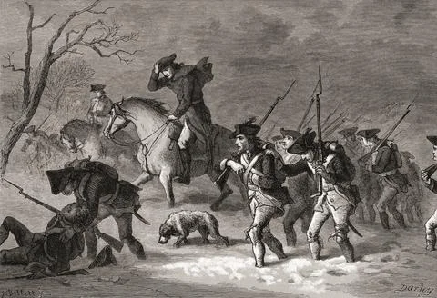 The March to Valley Forge.  After a 19th century work by Felix Darley, engraved Stock Illustration