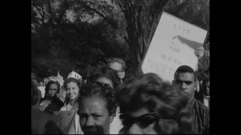 March on Washington Protestors 1963 Stock Footage 149381427
