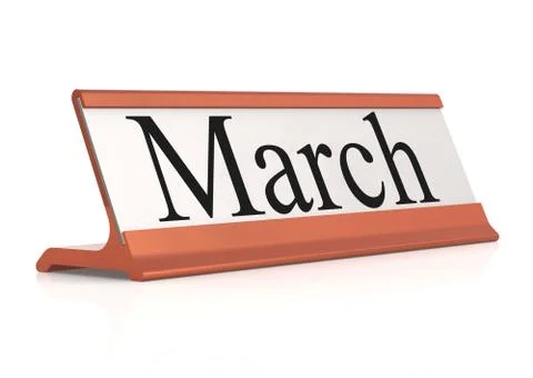 March word on table tag isolated Stock Illustration