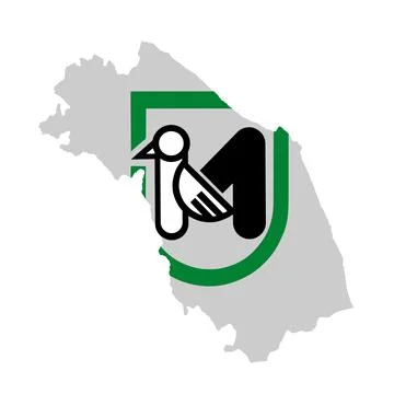 Marche map vector silhouette with coat of arms Иллюстрация