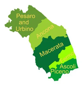 Marche map vector silhouette illustration. Italy province イラスト素材
