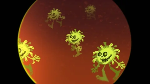 Marching army of coronavirus covid - 19 under a microscope 库存影片 126325166